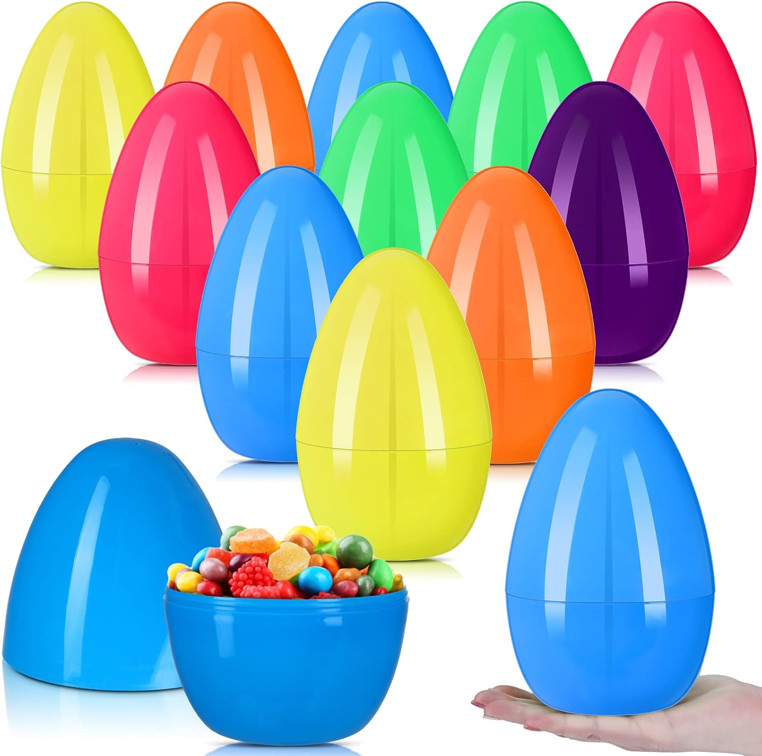 24 Pcs 8'' Jumbo Plastic Easter Eggs Big Fillable Easter