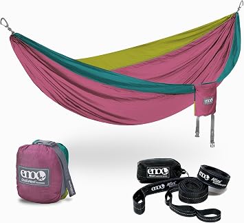 ENO Bundle, Includes The SingleNest Hammock & Atlas Suspension System, Lightweight, Durable Hammock with Straps for Camping, Hiking & Travel, Seafoam/Berry/Melon