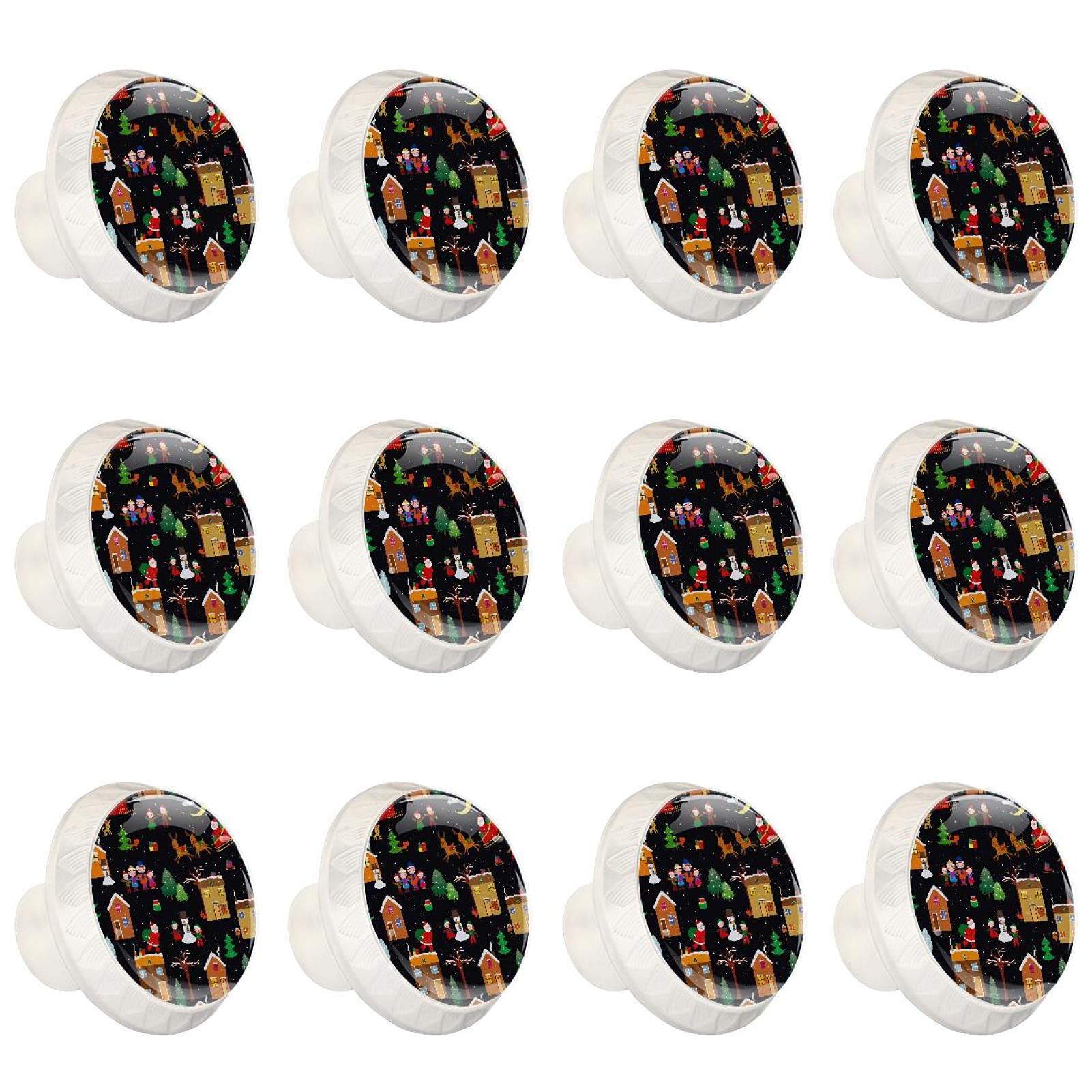 Boutons d'armoires de cuisine ronds motif père noël pour placard et commode lot de 12