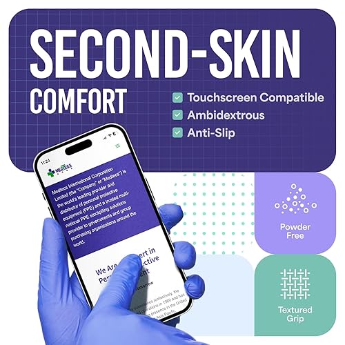 Miniatura 28 de Medtecs Guantes de nitrilo desechables, disponibles en 200 y 2000 piezas, grado médico, clasificación quimiológica, 4 mil, sin látex, sin polvo