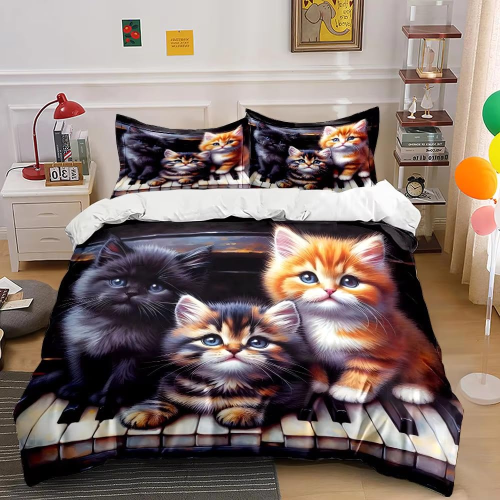Housse de couette 220x240 chat mignon pour des nuits douces et apaisées