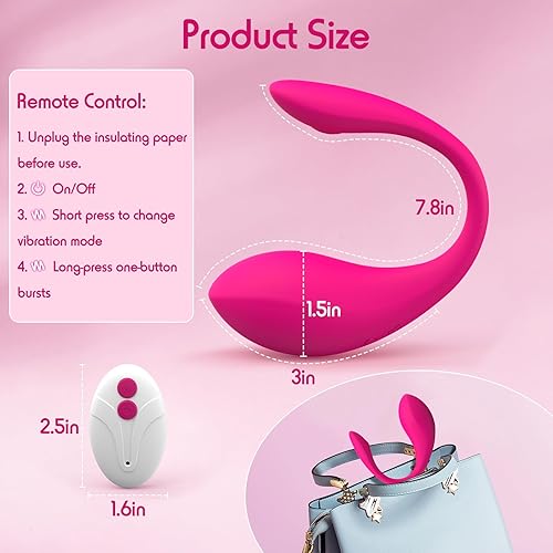 Miniatura 6 de Vibrador portátil con APP y control remoto, juguetes sexuales para mujer con 9 modos de vibración, juguetes sexuales femeninos para mujeres, rosa (