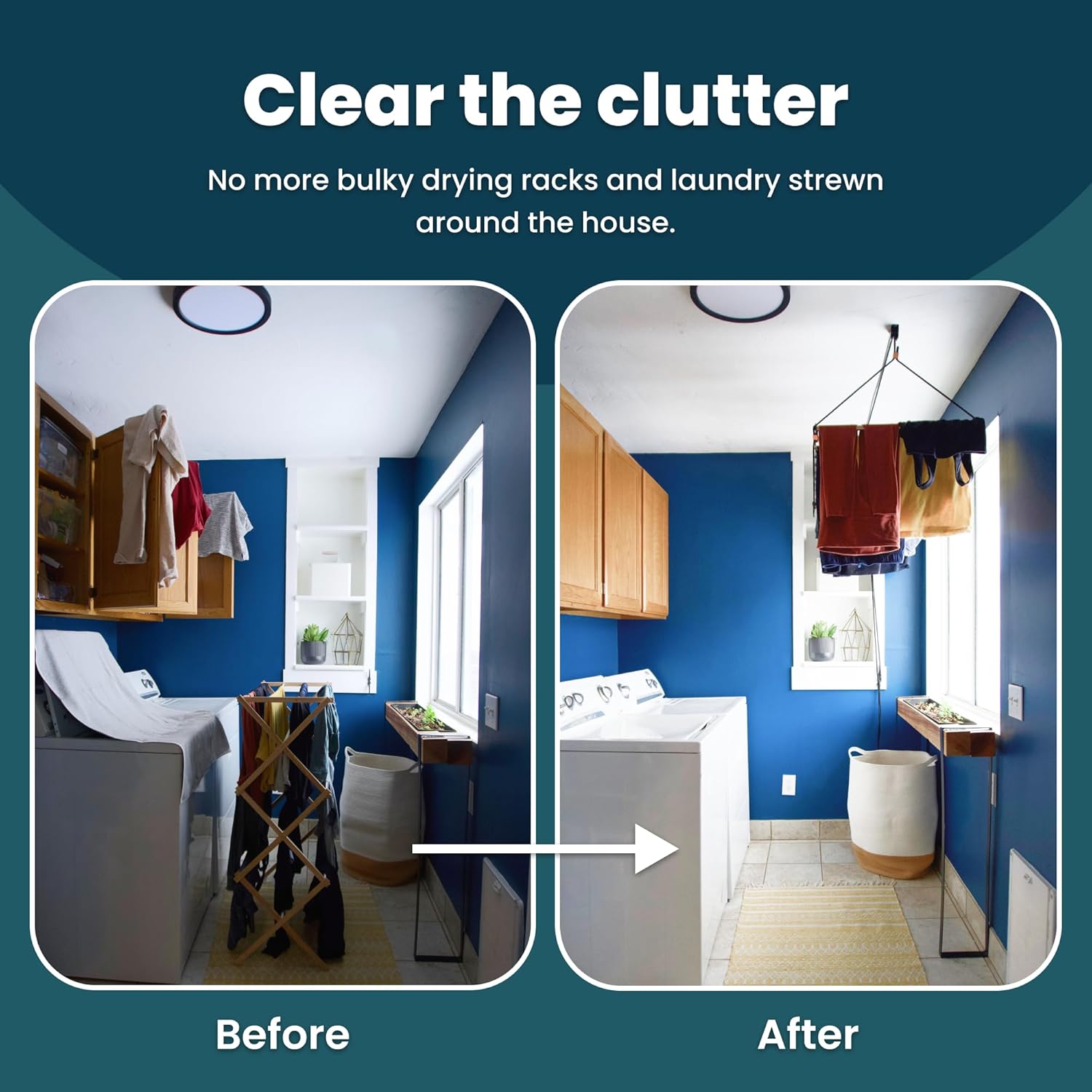 Ceiling Laundry Drying Rack w/Pulley System (36 INCHES)