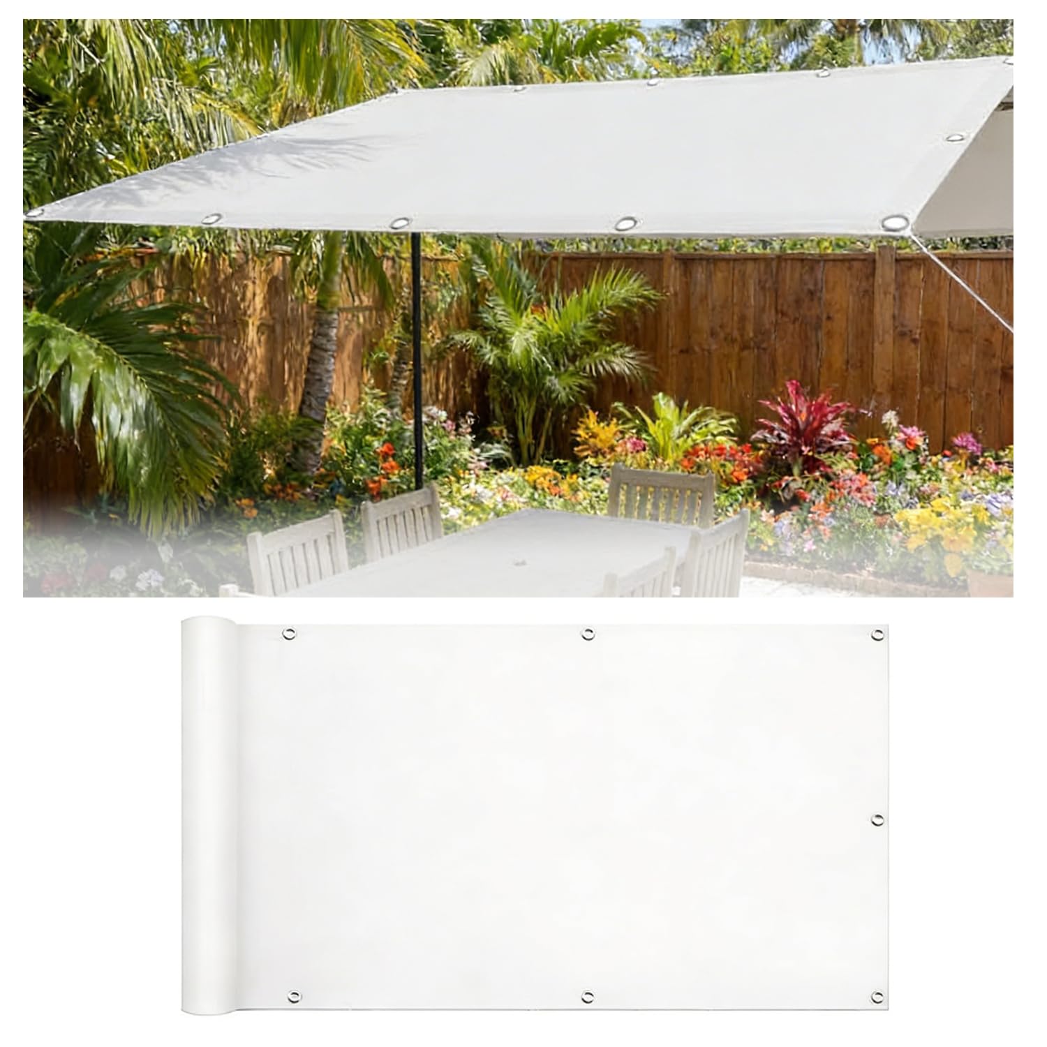 Waterproof Large Sun Shelter Sunshade - 5.2x5.9M White - Rectangular Sun Shade Sail Protection Outdoor Canopy Garden Patio UV Block Party Canopy Pool Shade Sail Awning Camping Shelter