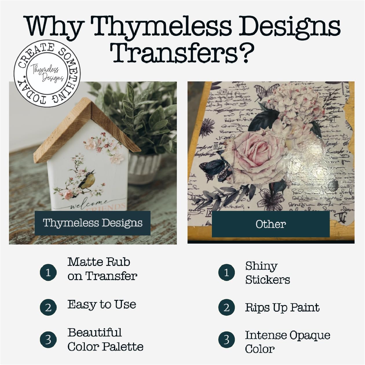 Rub on Transfers for Crafts and Furniture | 3 Design Sheets 6”x 12” | Home Decor Transfers | Furniture and Craft Decals | by Thymeless Designs (Farmhouse Churches)
