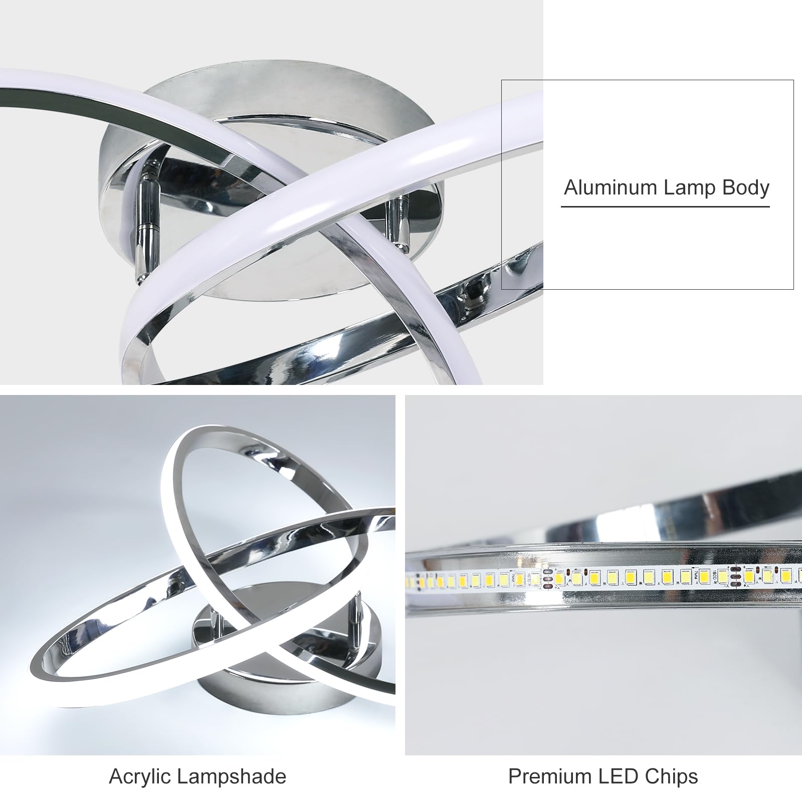Comely Plafoniera LED Soffitto Moderna Dimmerabile, 36W Lampadario LED Soffitto con Telecomando, Creativa Forma di Fiore Lampada da Soffitto per Soggiorno Camera da Letto Cucina Corridoio (Argento)