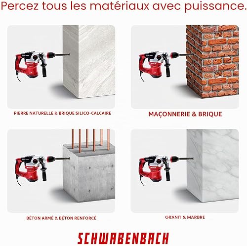SCHWABENBACH® Foret SDS Plus Béton - Set de 7 Pièces 5-12mm x 210mm - 7