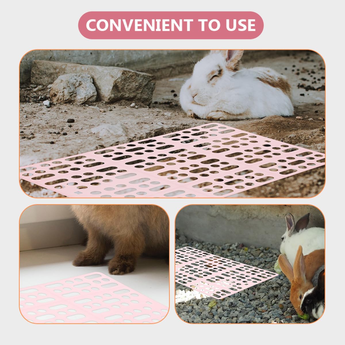 Luxshiny Set di 8 Tappetini Igienici Antiscivolo per Gabbie di Animali Domestici, in Plastica Rosa, Drenanti e Resistenti per Coniglietti e Piccoli Animali, per Gabbie e Doccia