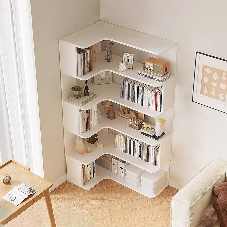 【送料無料】Minimal Book Shelf Amazon.com: 5-Tier Gold Bookcase, L-Shape Corner Bookshelf