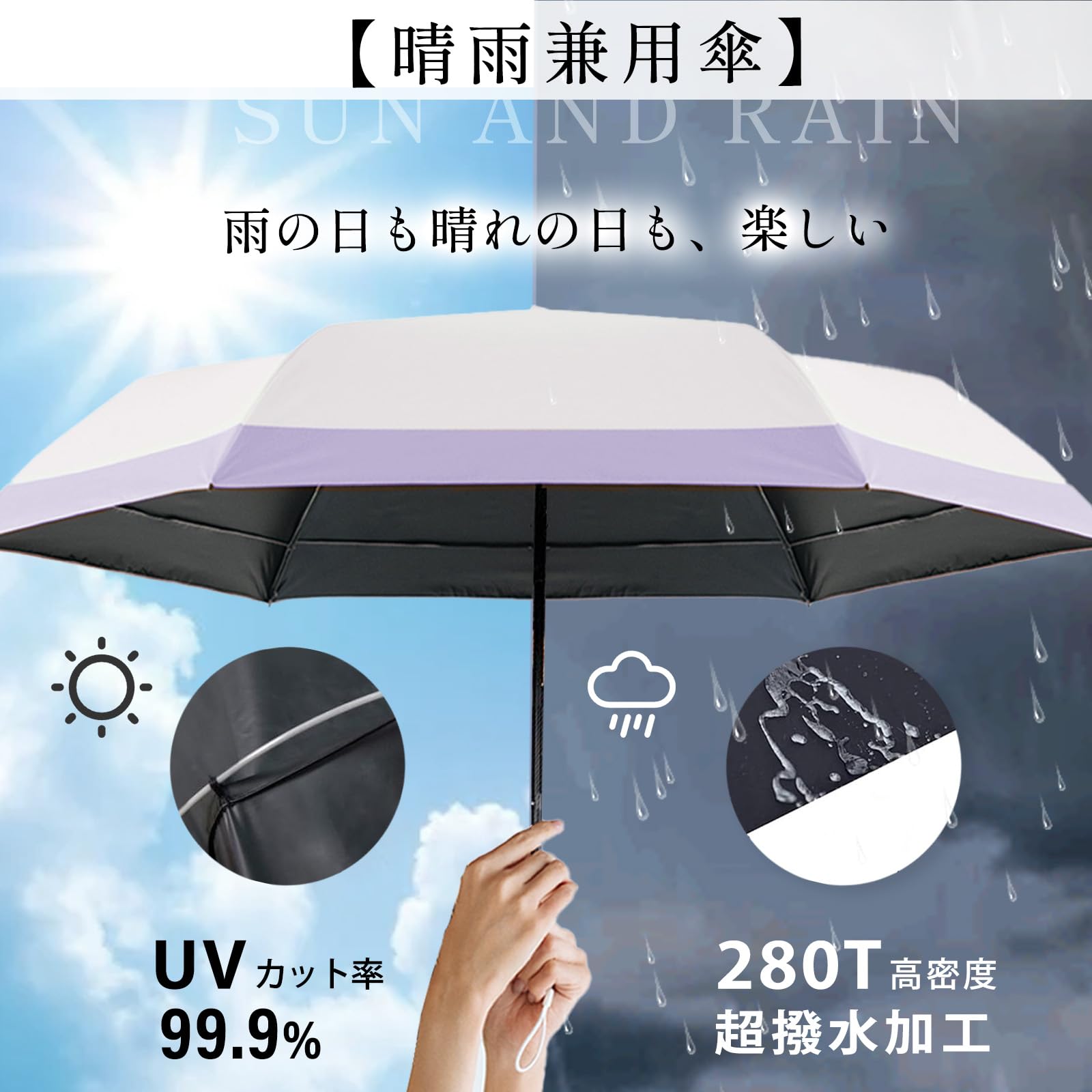 Amazon.co.jp: 折りたたみ傘【2026年99.9％完全遮光折り畳み傘×フック 