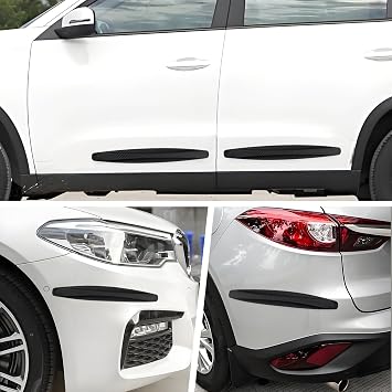 2PCS Anti-Collision Car Bumper Guard Strip, Anti-Scratch Car Bumper Protector Trim, Carbon Fiber Front and Rear Bumper Guard Sticker, Universal Exterior Car Accessories (Black)