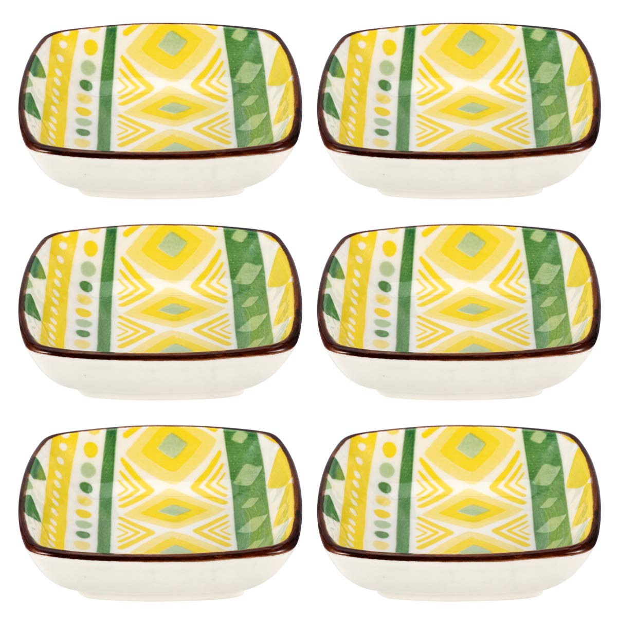 Ceramic Dipping Bowls Set of 6 Porcelain Soy Sauce Dish Bowls Japanese Style Side Dish Bowls Round Seasoning Dishes (Square)