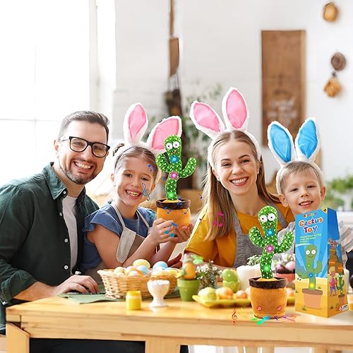 Miniatura 7 de Ayeboovi Juguete para bebé de cactus que habla bailando, imitando el juguete de grabación repite lo que dices, cantando 120 canciones, juguetes para