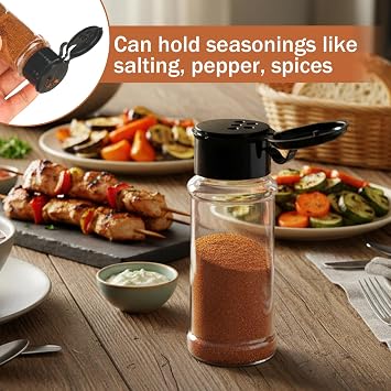 6 Pack 3 Oz Spice Jars with Shaker Lids, Clear Seasoning Containers | Plastic Round Empty Spice Bottles Seasoning Bottles for Storing Spice, Peppers, and Salt