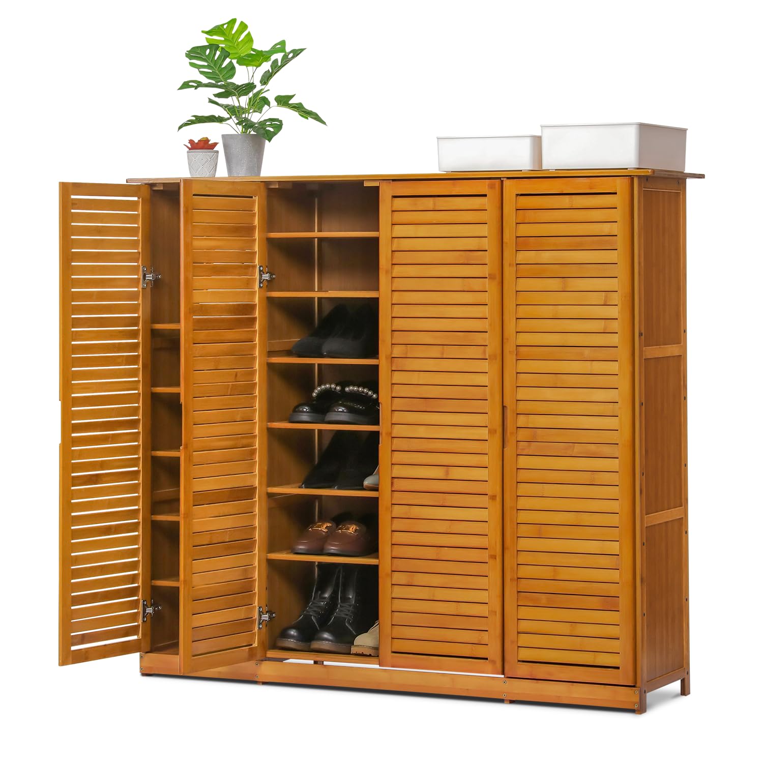 Magshion Large MultiTier Bamboo Shoe Storage for Narrow Closet