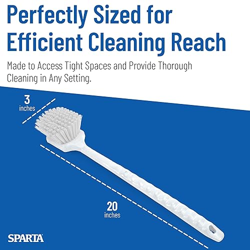 Vista 101 de SPARTA 40501EC14 Cepillo de plástico grande para fregar, cepillo de cocina, cepillo utilitario con mango largo para limpieza, 20 pulgadas, azul