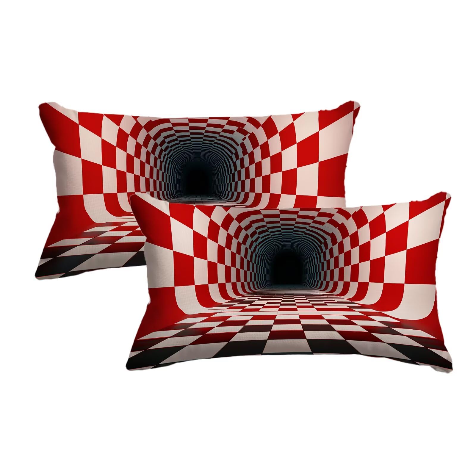 Housse coussin exterieur rouge 40x80 cm lot de 2 en lin impermeable