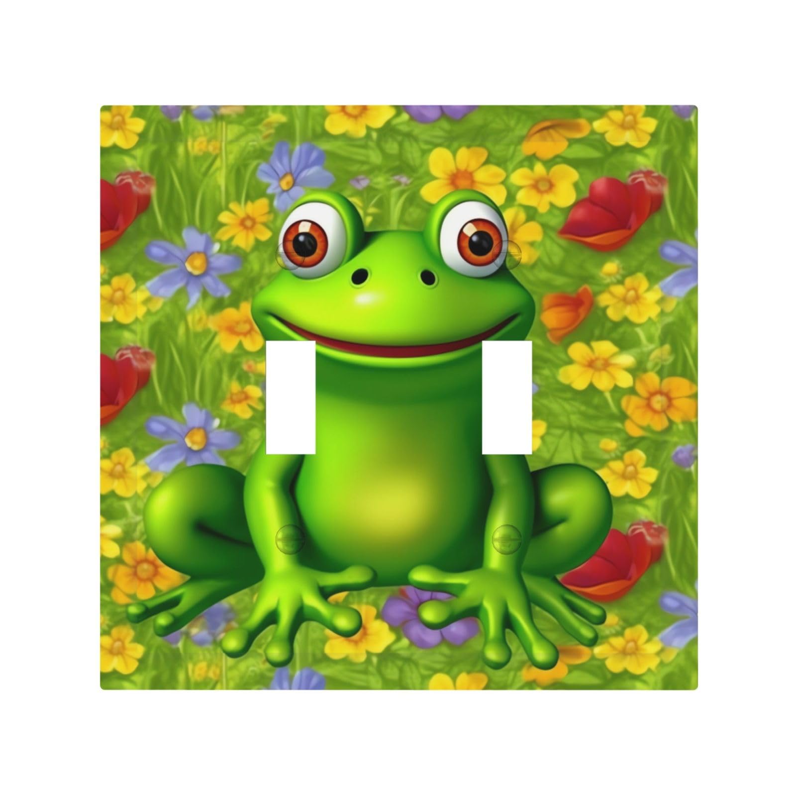 Decorator Double Toggle Light Switch Covers frog Wall Plate 2-Gang Mid Size 5" x 4.9" Double Toggle Switch Wallplate Decorative 2 Gang Wall Switch Plate Covers