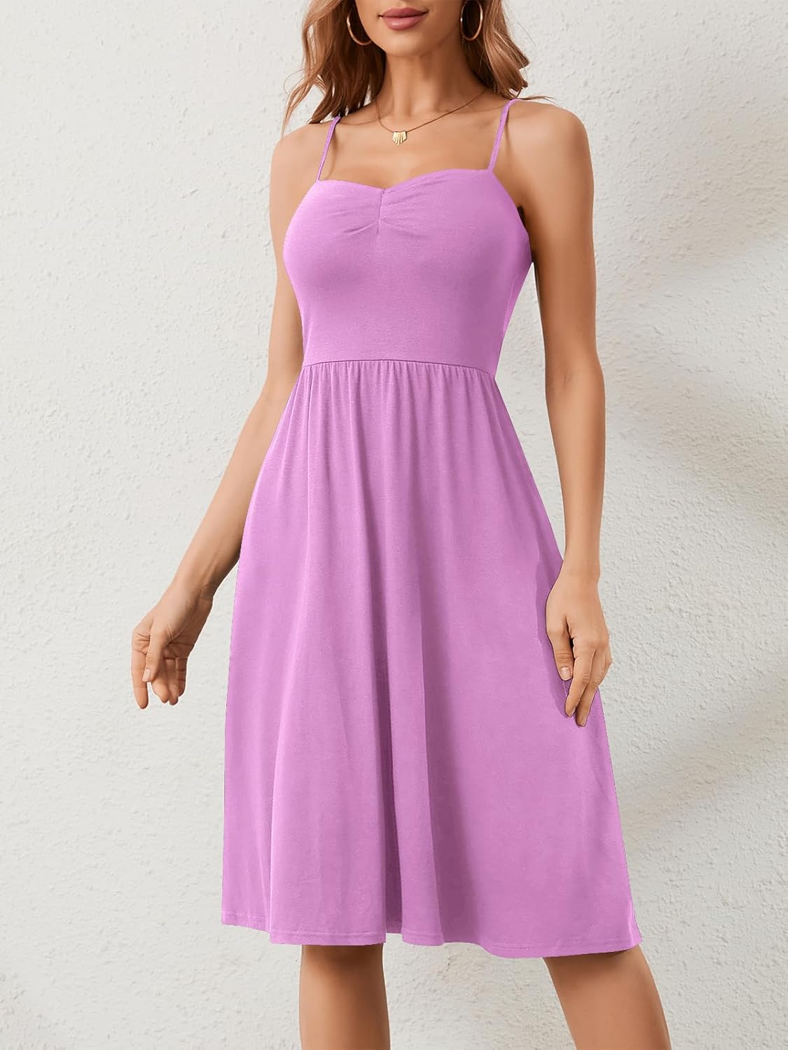 Sureple Summer Dresses for Women 2025 Casual Sweetheart-Neck Empire Waist Swing Aline Spaghetti Strap Dress with Pockets - Image 3