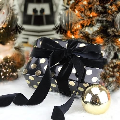 Miniatura 4 de Cinta de terciopelo negro de 78 pulgadas, cinta de terciopelo de una sola cara negra para envolver regalos, lazos para el cabello, gargantilla,