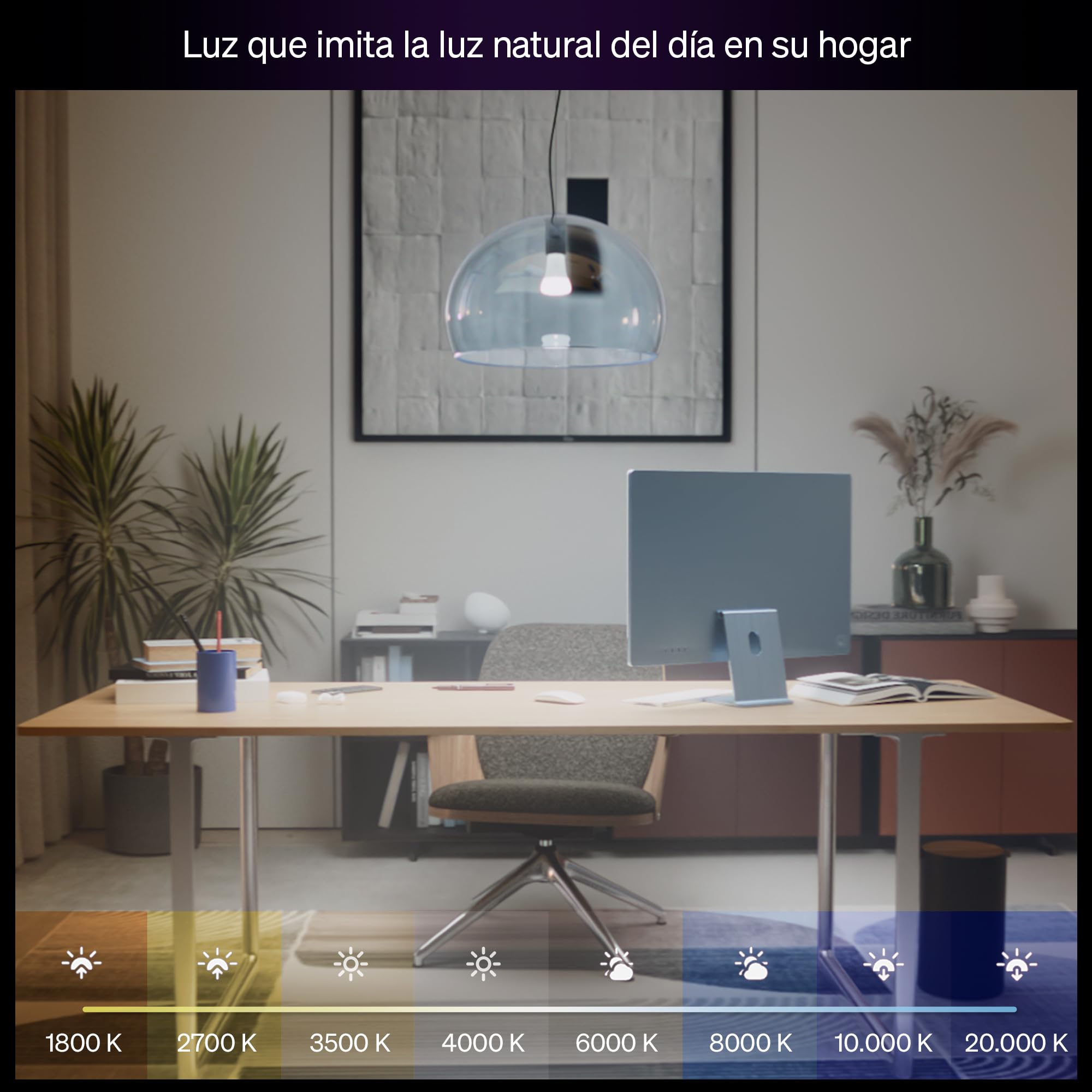 Philips Hue Bombillas LED Inteligentes A60, White and Color Ambiance, Luz blanca y de colores, E27, 6 W, Regulable 1000-20.000 K, 810 lm, Alexa, Google Assistant y Apple Home, Pack de 4
