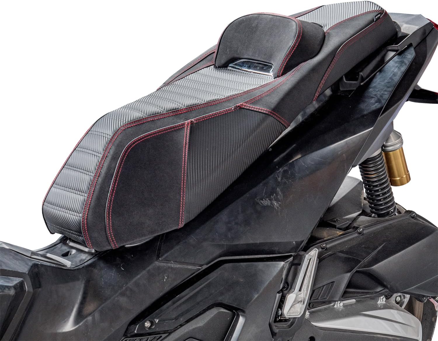 Motorcycle 2-Up Complete Seat Fit for Honda ADV160 2022 2023 2024 2025, One-Piece Double Rider Passenger Leather Saddle Cushion Pillion Pad, Red