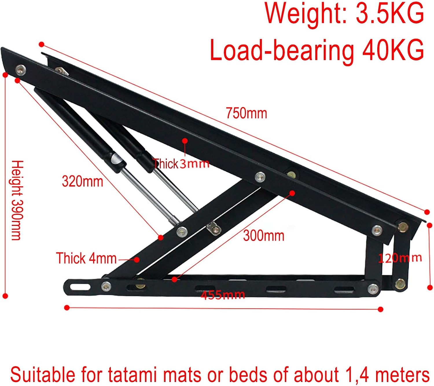 Springs Furniture Hinge,Spring Hinges, Hydraulic Bed lifterHeavy Duty Storage Bed Lift Kit - Pack of 2 Pneumatic Bed Lifting Mechanism with Furniture Hinge Spring Hinges Hydraulic Support Rod