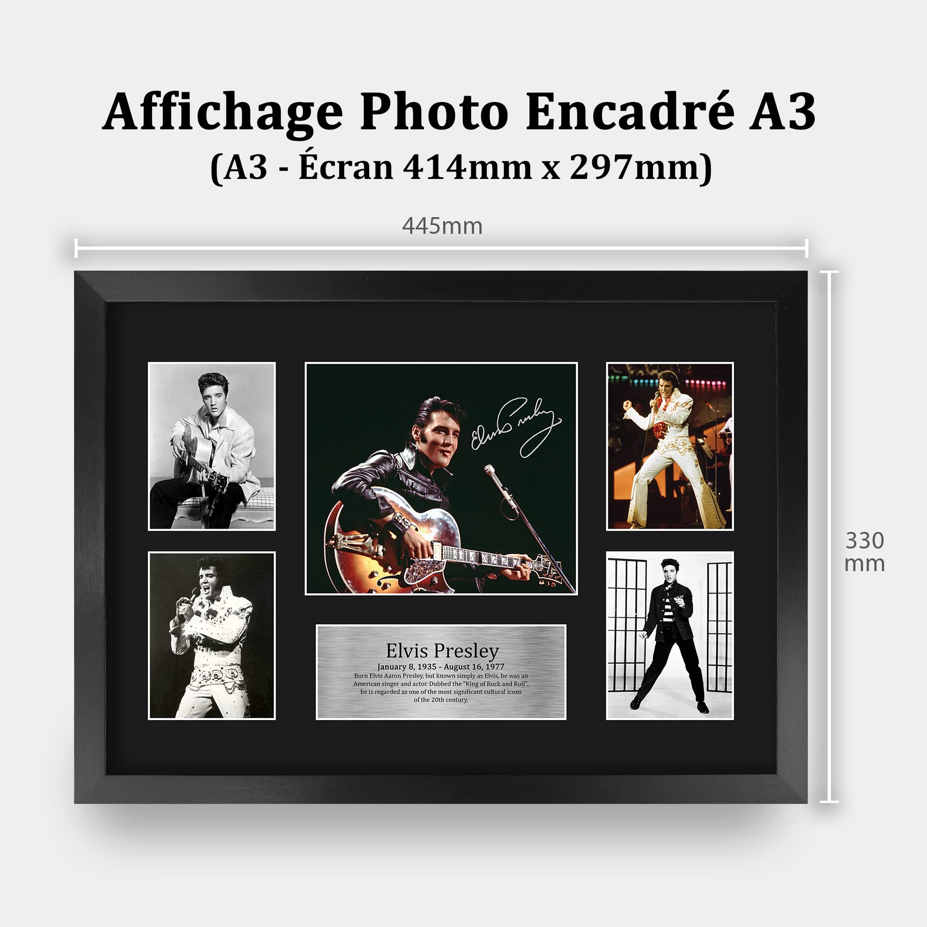 HWC Trading FR A3 Elvis Presley The King Cadeaux Imprimé Signé Autographe Photo pour les fans de musique - A3 Encadré
