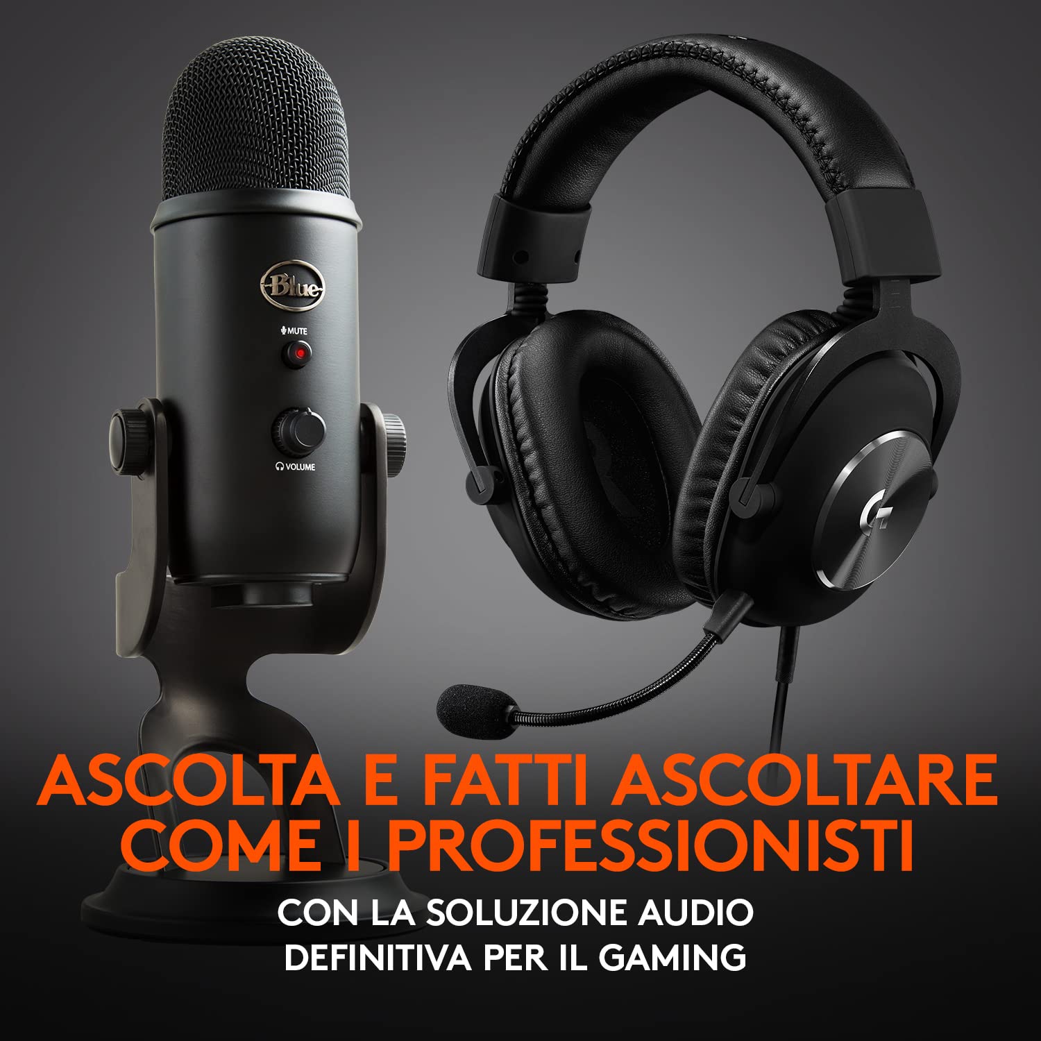 Logitech G PRO X Cuffia con Microfono per Gaming di Seconda Generazione, con Blue Voice + Blue Microphones Yeti, Microfono USB per Registrazione e Streaming su PC e Mac