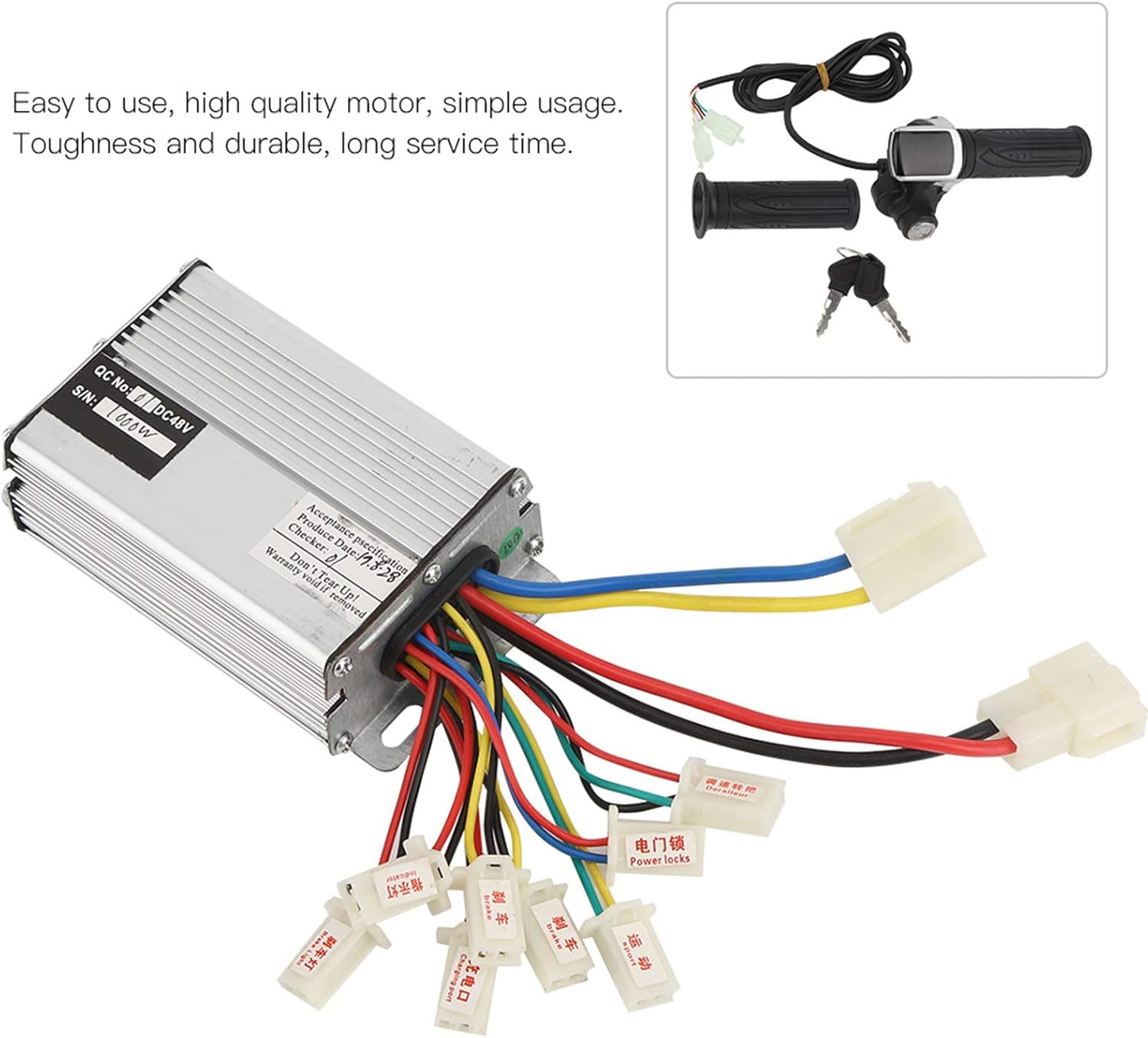 Controller and Throttle, 48V Controller 48V 1000W Controller Set, Controller and Multifunction Thumb Throttle Grip Set with Lock Accessory for E Electric Scooter Tricycle