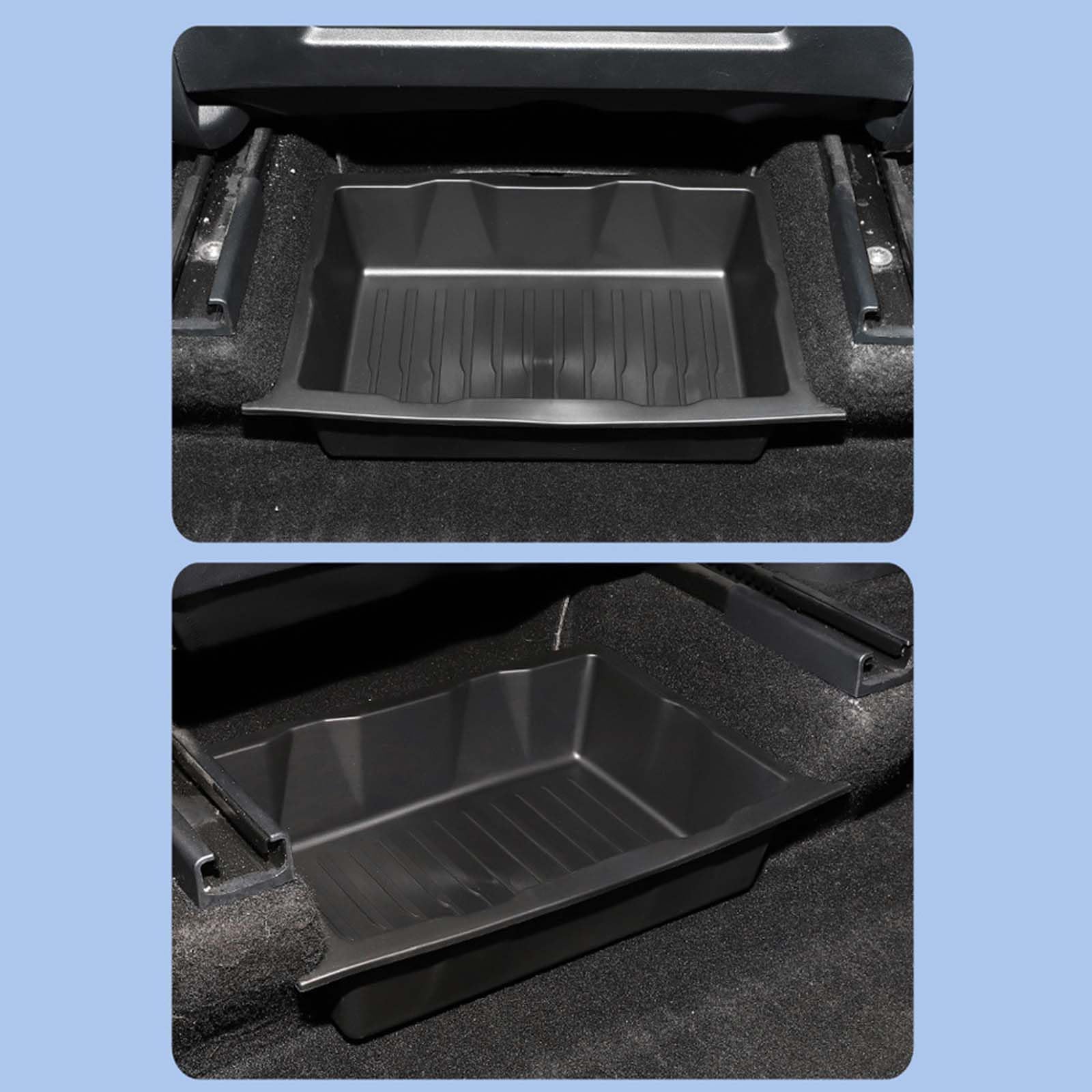 2 Pièces Organisateur sous Siège Voiture, Boîte de Rangement Arrière Siège Organisateur Cachée en TPE 31x19,5x7,5cm, Accessoire de Rechange pour Modèle Y
