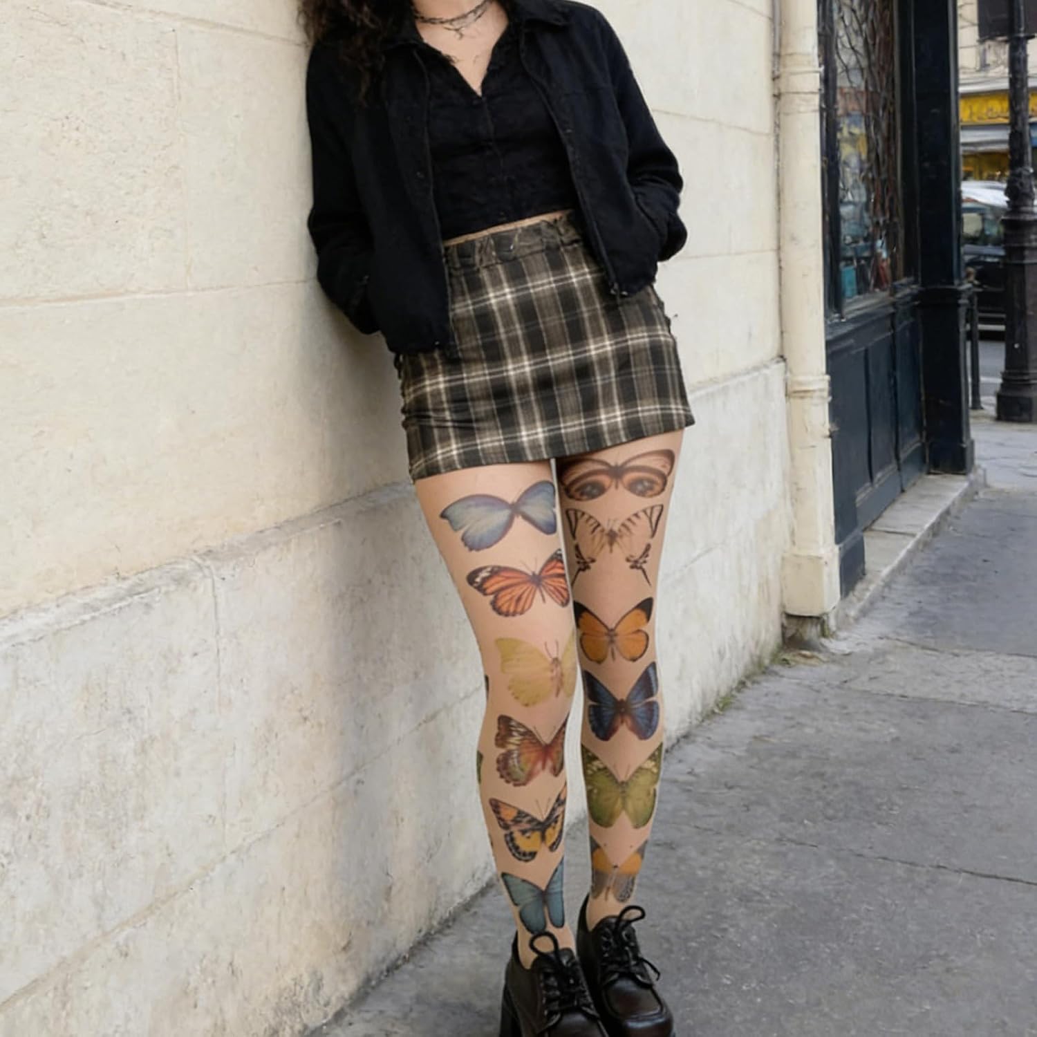 Whimsy Print Pantyhose Aesthetic Vintage Design Tights Stockings for Cosplay Costume Parties and Daily Wear Fashion Legwear