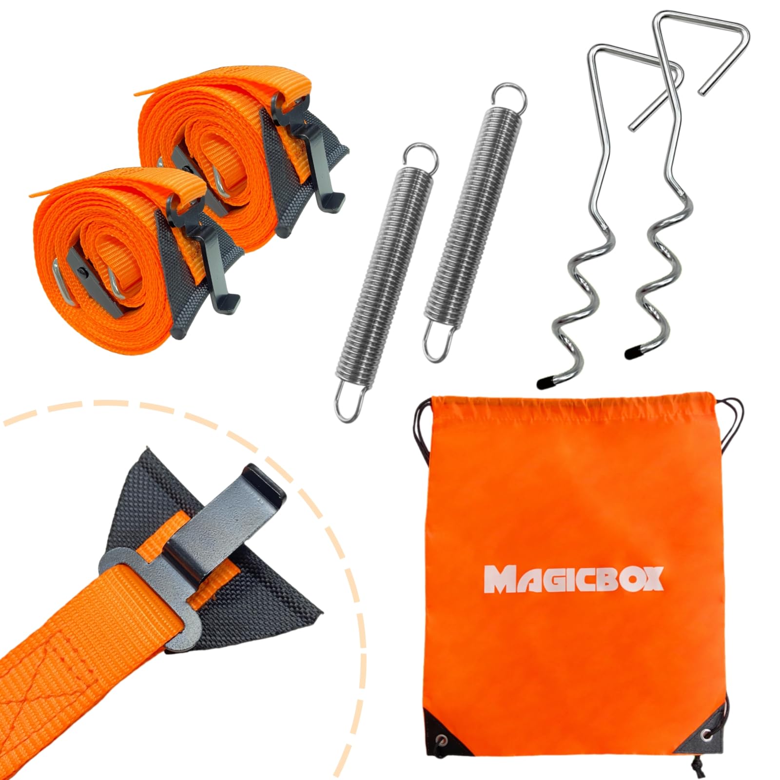 Kit Protection Tempête Complet Pour Auvent Thule Fiamma - 2 Sangles, 2 Ressorts, 2 Chevilles + Sac