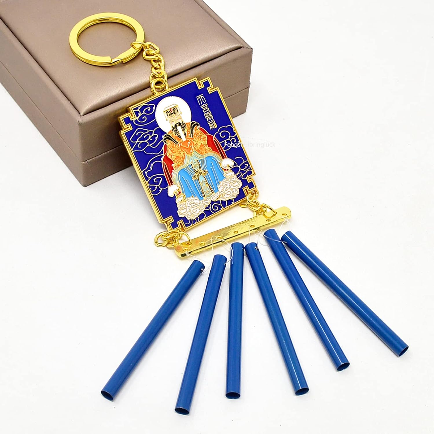 Fengshuibringluck Feng Shui Jade Emperor Windchime Power and Career Success, Orange