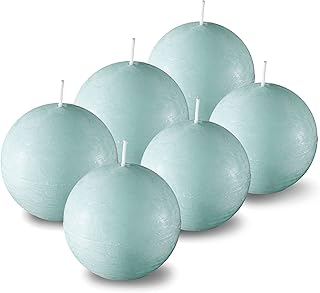 SPAAS Sky Blue Round Candles - 3" Rustic Ball Candles for Wedding & Home Decor - Set of 6