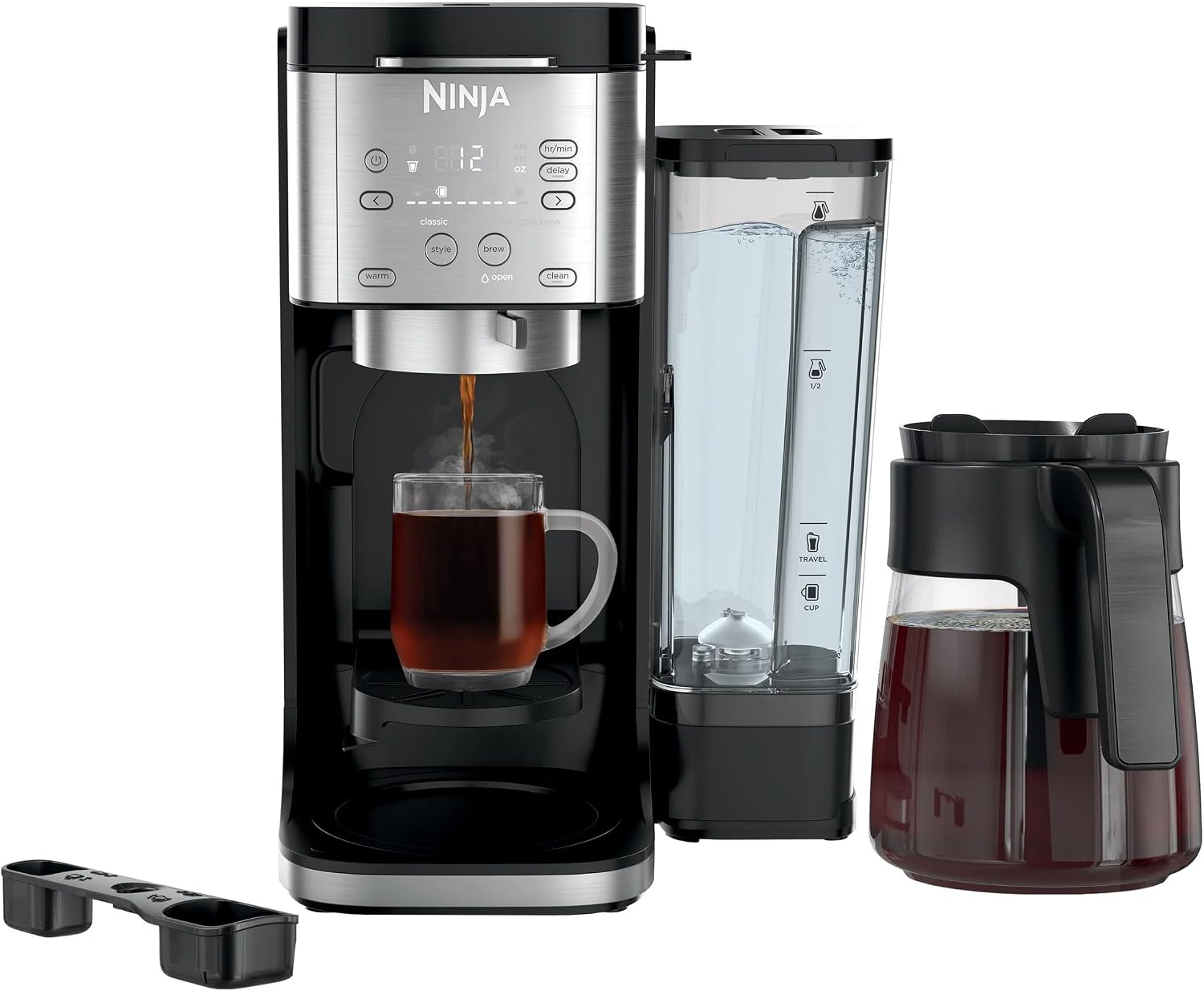 Ninja DualBrew Grounds & Pods Hot & Iced Coffee Maker with Rapid Cold Brew, 70 oz Removable water reservoir, 5 brew style choices, CFP150CO (Renewed)