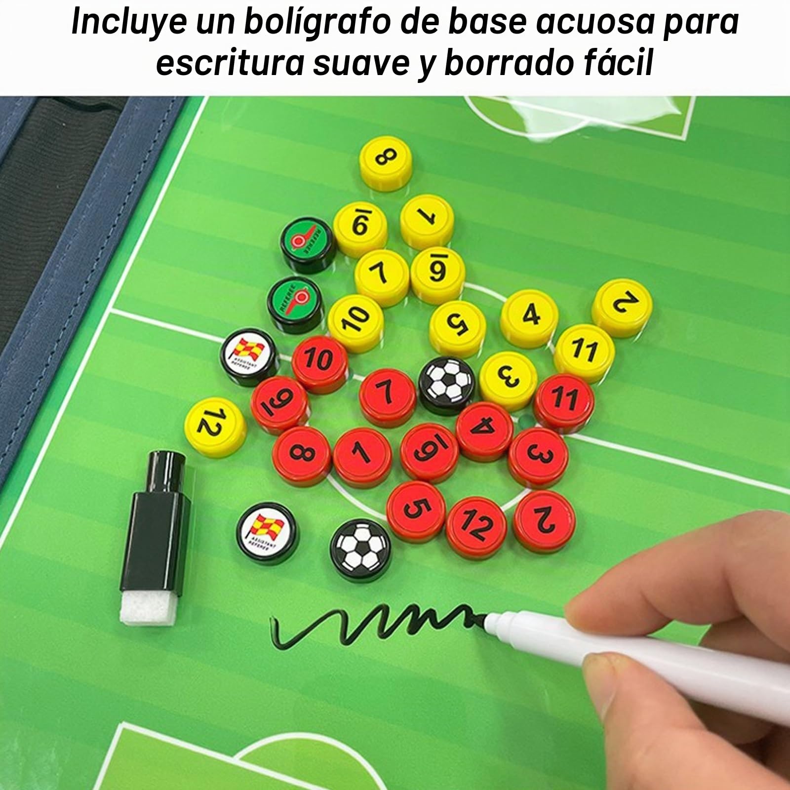 Pizarra Magnética para Entrenamiento de Fútbol, Pizarra Táctica de Fútbol con Accesorios, con Marcadores y Fichas Magnéticas, Doble Cara, Ideal la Enseñanza