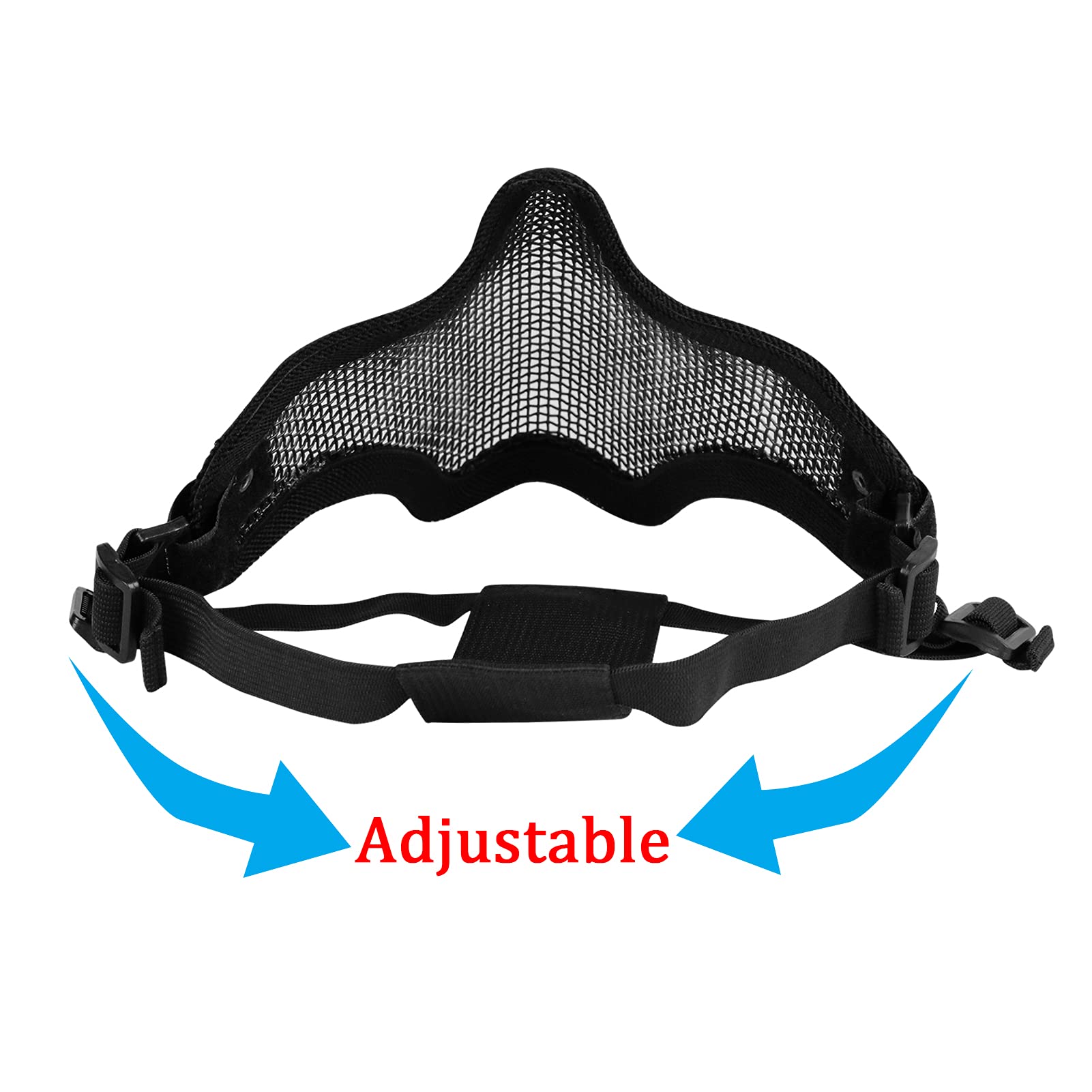 Maschere e occhiali da sole Airsoft, Mezza Faccia Maschera in maglia piena di acciaio e occhiali per CS/Caccia/Paintball/Tiro