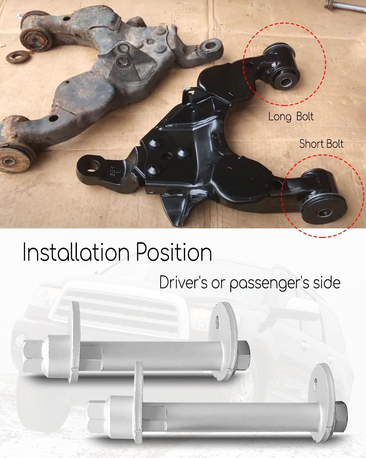 Alignment Camber Camber Adjust Bolt Kit Fit for Toyota Tundra Sequoia 2000-2007, Replace 4840934030 4840934020 Lower Control Arm Cam Bolts, 4 Pack for Two Side