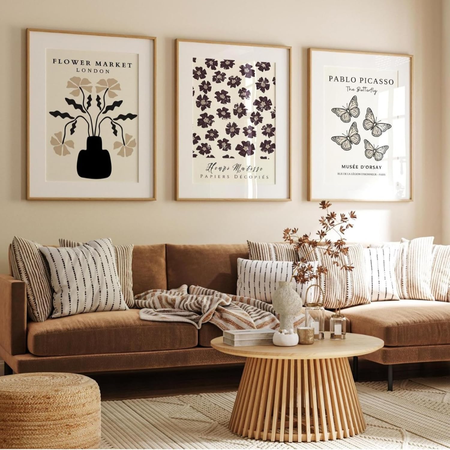 AQCQDQ Premium Poster Set Modern Abstract Flower Picture Plant Art Poster Wall Picture Decoration for Living Room Bedroom Without Frame 50 x 70 cm