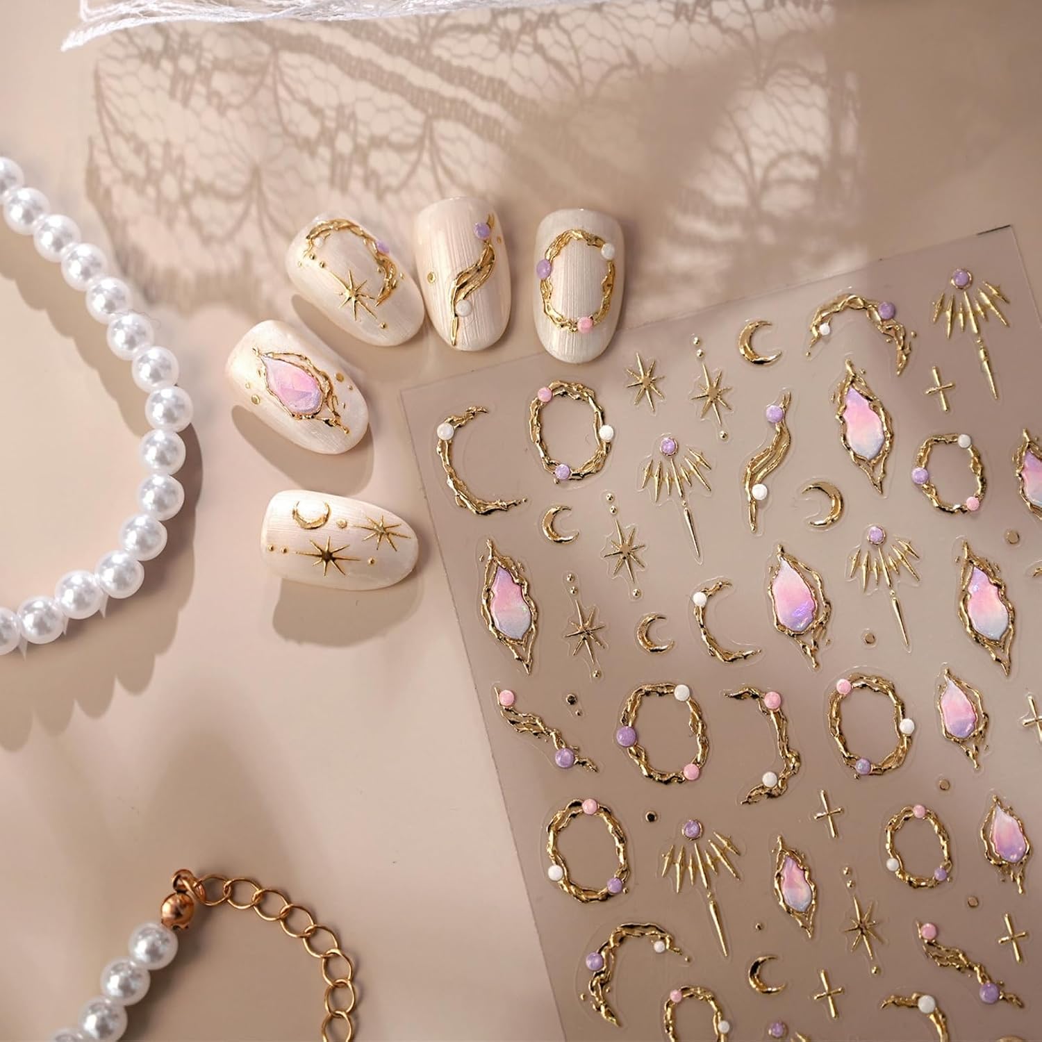 Gold Nail Stickers for Nail Art 5d Embossed Nail Art Sticker Decals Gold Star Hollow-Out Design Supplies Self-Adhesive Fingernail Sticker Nails for Women