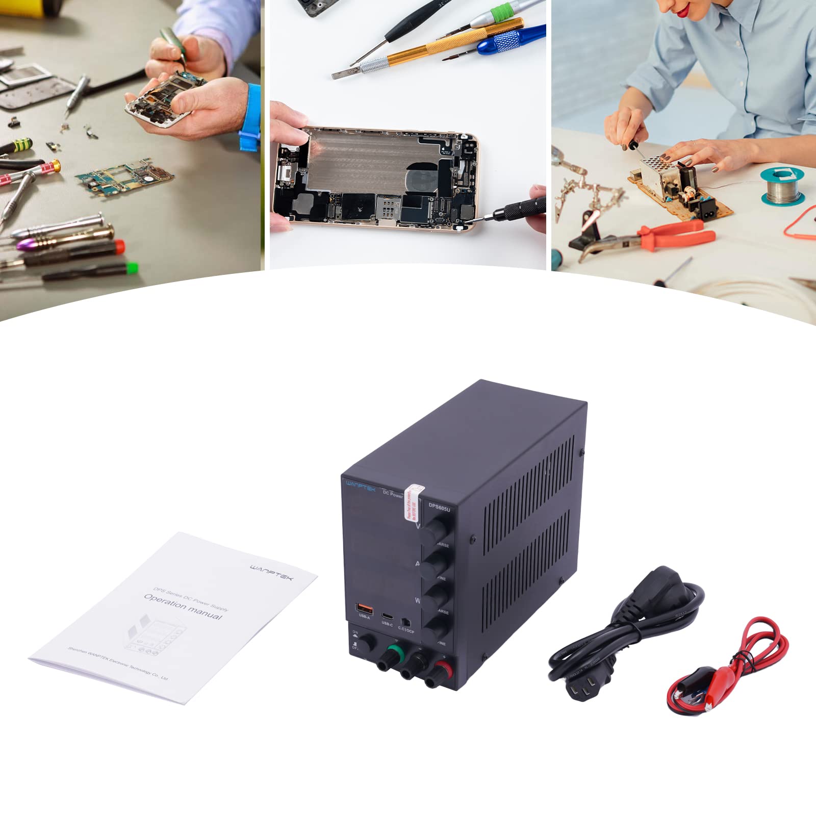 Zasilacz laboratoryjny, zmienne zasilanie DC, regulowane zasilanie DC, regulowany zasilacz laboratoryjny DC, 0-60 V, 0-5 A, zasilanie prądem stałym z 4-cyfrowym wyświetlaczem LED, czarny