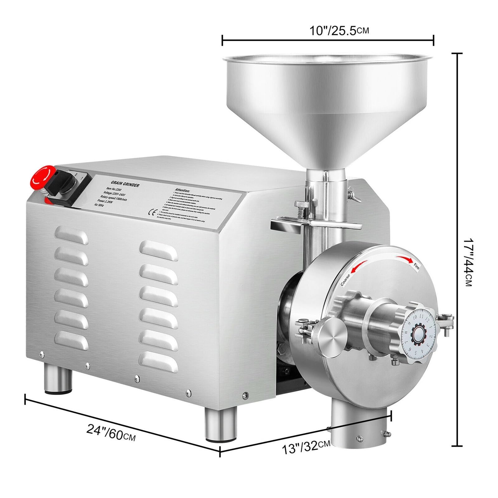 Elektryczny młynek do ziarna 50KG 2200W komercyjna szlifierka do suchego ziarna soja kukurydza przyprawa ziołowa ziarna kawy pszenica ryż