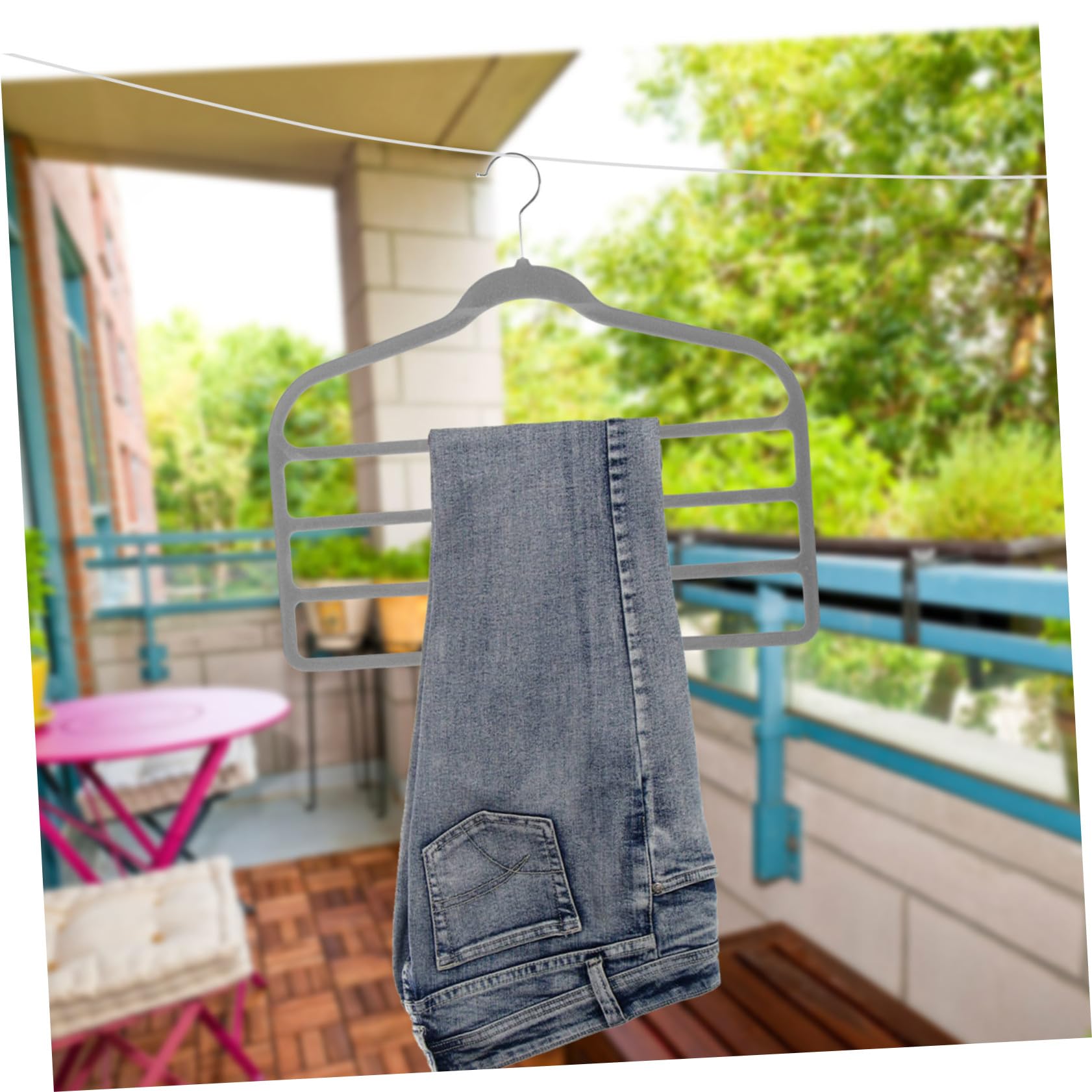 Cabilock 10 Perchas para Pantalones de Plástico Recubrimiento de Vellón Antideslizante, Ahorradoras de Espacio y Multifuncionales para Armarios Organizadores