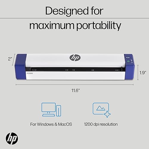 Miniatura 5 de HP Escáner de documentos portátil PS100W Escáner digital simple, compacto, portátil, inalámbrico, de 1 cara para el hogar y la oficina Recargable,