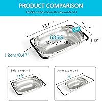 Vista 4 de REDANT Over the Sink Metal Strainer and Colander for Kitchen - Large Food Strainers and Colanders with Rubber Grip - Sieve Fine Mesh Stainless Steel