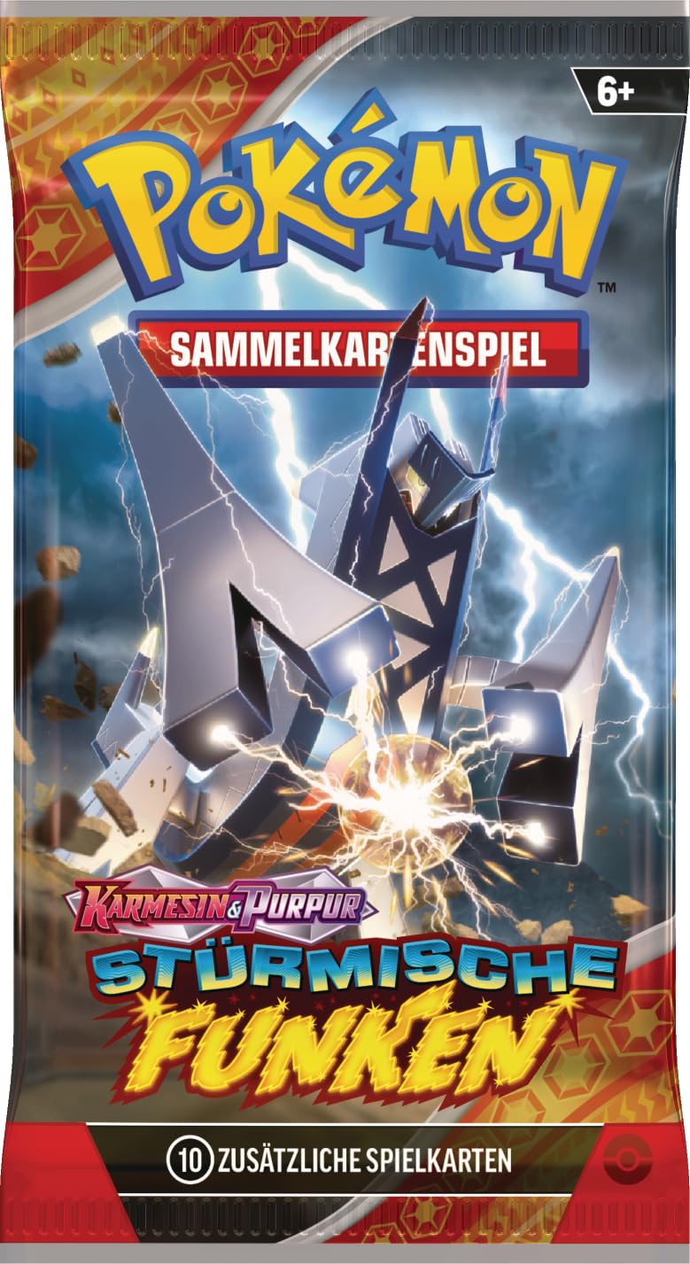 Pokémon-Sammelkartenspiel: Boosterpack-Display Karmesin & Purpur – Stürmische Funken (enthält 18 Boosterpacks)