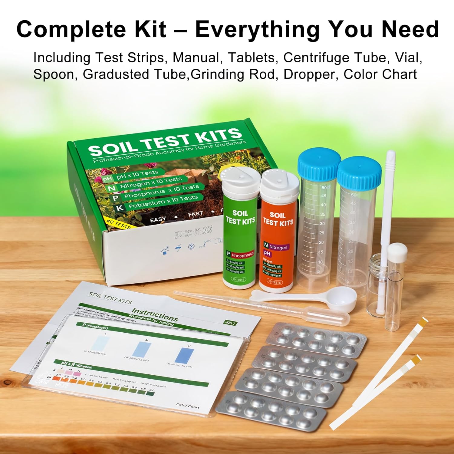 2026 NEW Soil Test Kit 4-in-1 for Lawns & Gardens – 40 Tests (pH, Nitrogen, Phosphorus, Potassium) – Easy Soil Testing Kit for Vegetable Garden, Lawn & Plants