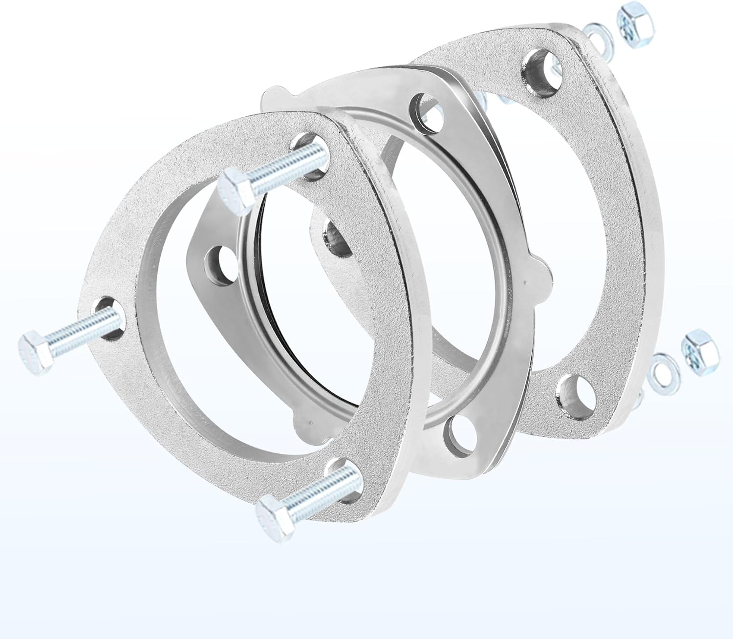3-Bolt 2.5 inch/63mm Exhaust Flange & Stainless Steel Exhaust Gasket with Bolts & Nuts for Automotive Replacement Exhaust Flanges