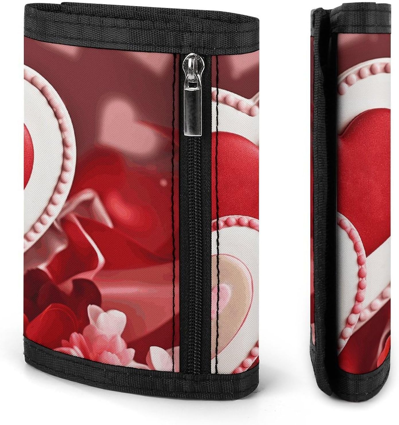 Happy Valentine's Day Trifold Wallets Slim Wallet Novelty Pocket Purse Multiple Card Slots Outdoor Travel Wallet Stylish Durable Wallets For Men Women